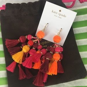 NEW Kate Spade Pretty Poms Tassel Earrings Red